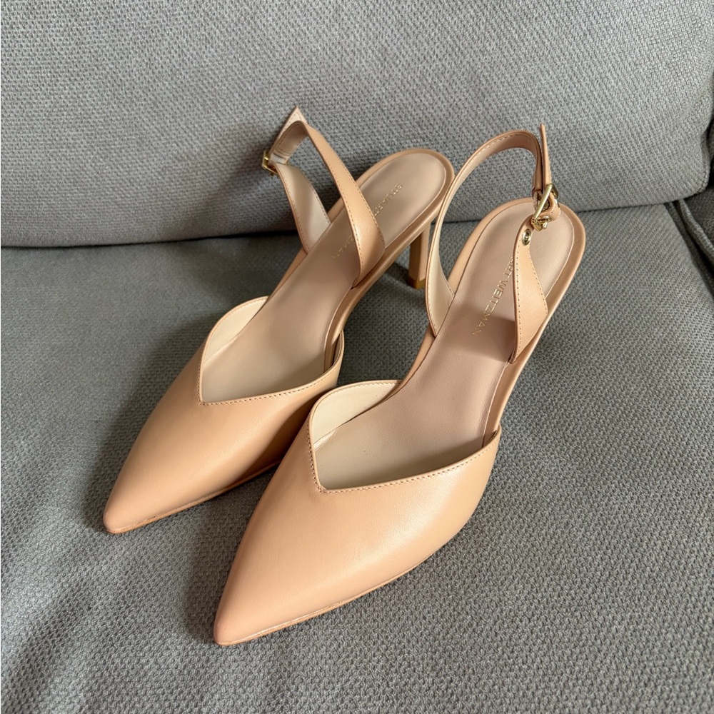 Stuart Weitzman Ryder Slingback Nude Golden Beige Heels
